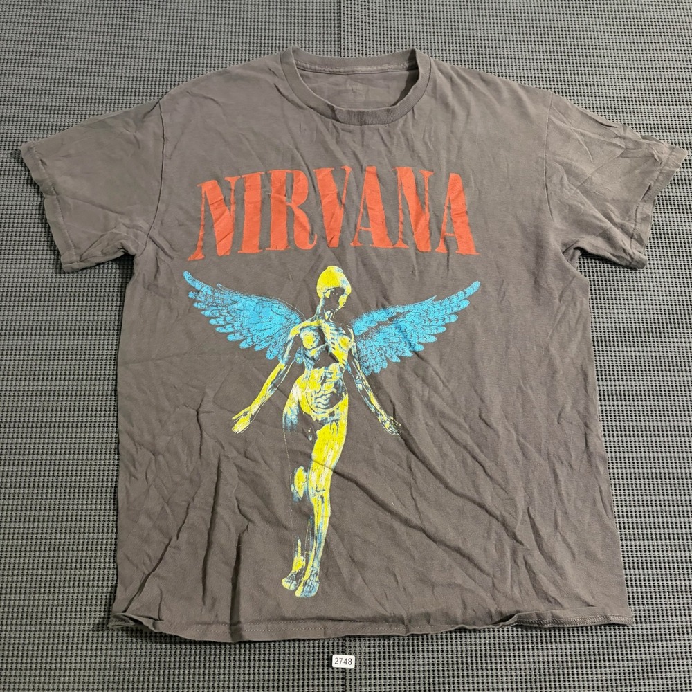 Nirvana In Utero Angel Graphic T-Shirt Gray Size S